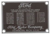 Load image into Gallery viewer, Patent Data Plate; 1940-48 Car, 1940-47 Pickup