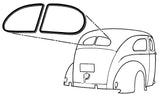 Rear Window Glass Pattern; 1938 Deluxe Sedan, 1939-40 Sedan