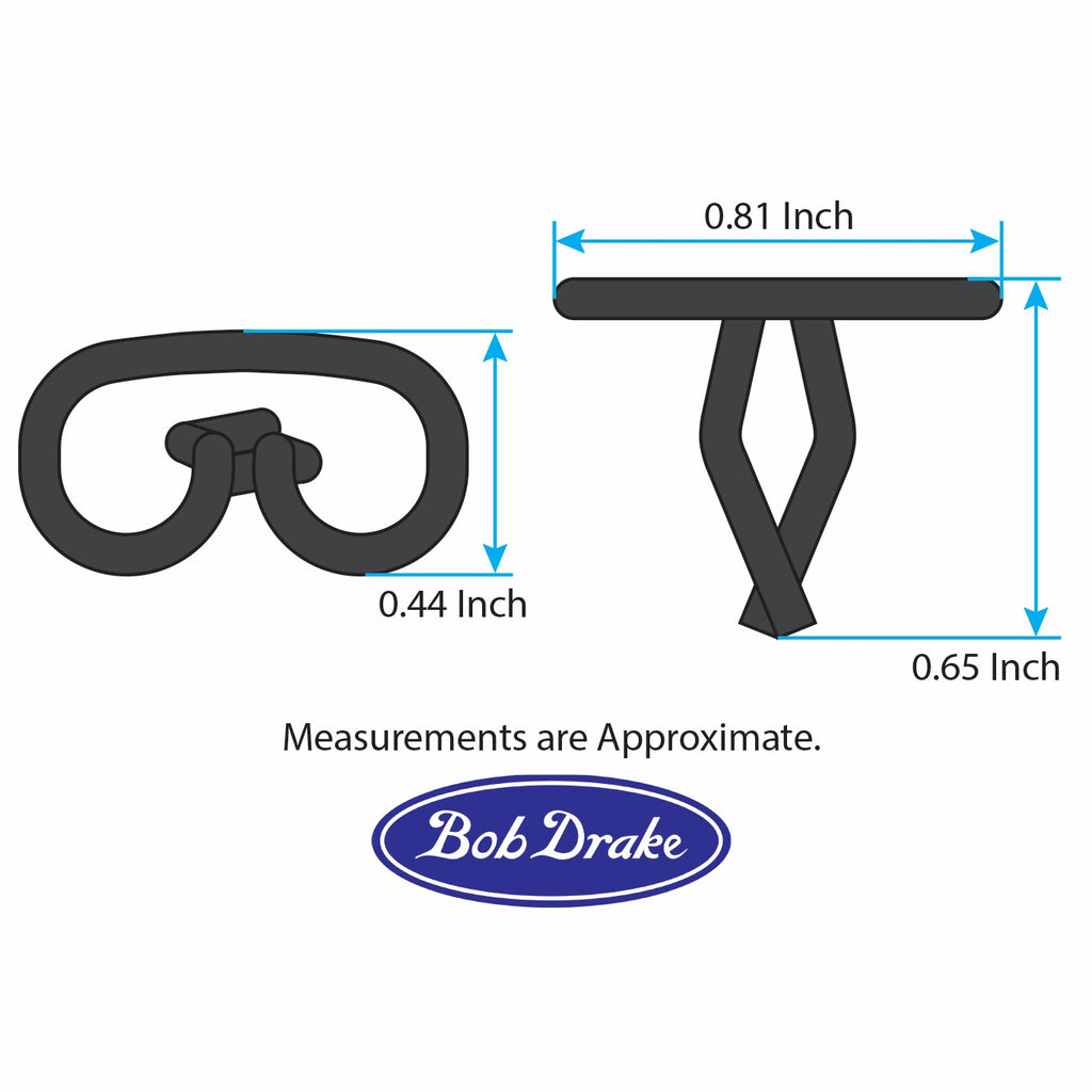 Door & Quarter Window Reveal Trim Clips; 1941-46 Tudor (Curved)