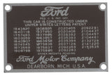 Patent Data Plate; 1940-48 Car, 1940-47 Pickup