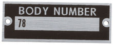 Load image into Gallery viewer, Body Number Plate; 1937