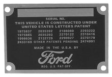 Load image into Gallery viewer, Patent Data Plate; 1948-52 Pickup