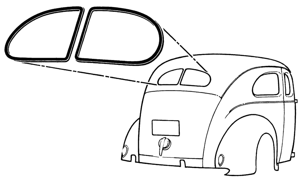 Rear Window Glass Pattern; 1938 Deluxe Sedan, 1939-40 Sedan